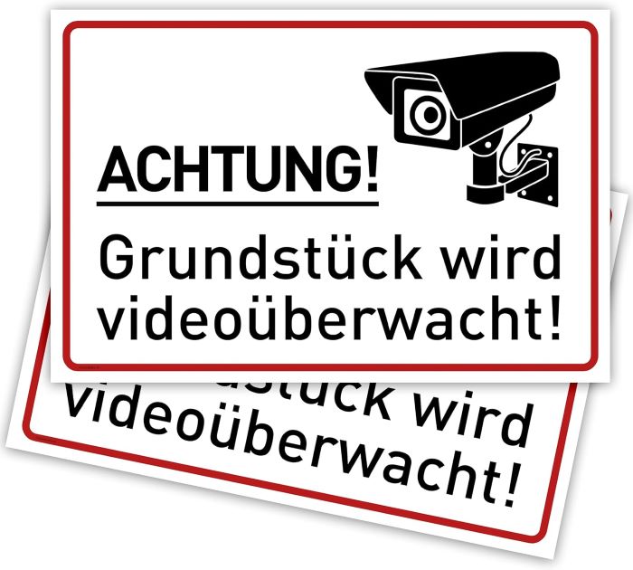 Ueberwachungskamera Schilder kaufen. Überwachungskamera Rechtliches zur Verwendung
